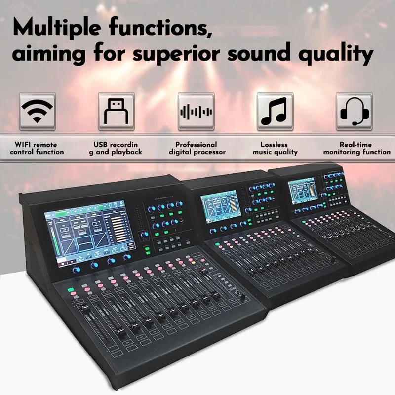 Paulkitson TF12 Digital Mixer 12 Channels Console Motorized Faders Bluetooth Live Streaming DSP Effects Stage Meeting Live Sound