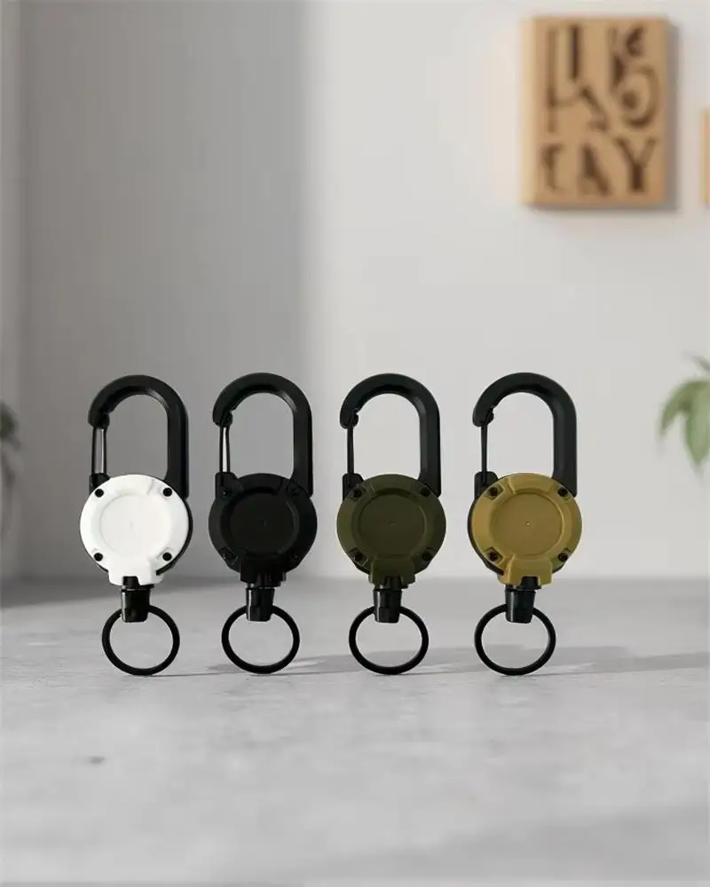 1/2/4pcs Heavy Duty Extendable Retractable Keychain Badge Reels with Carabiner Clip for Men Outdoor Bags