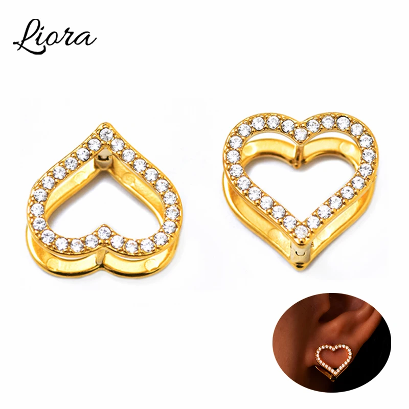 

Liora Romantic Heart Stud Earrings For Women Stainless Steel Rhinestone Statement Earring Fashion Waterproof Jewelry