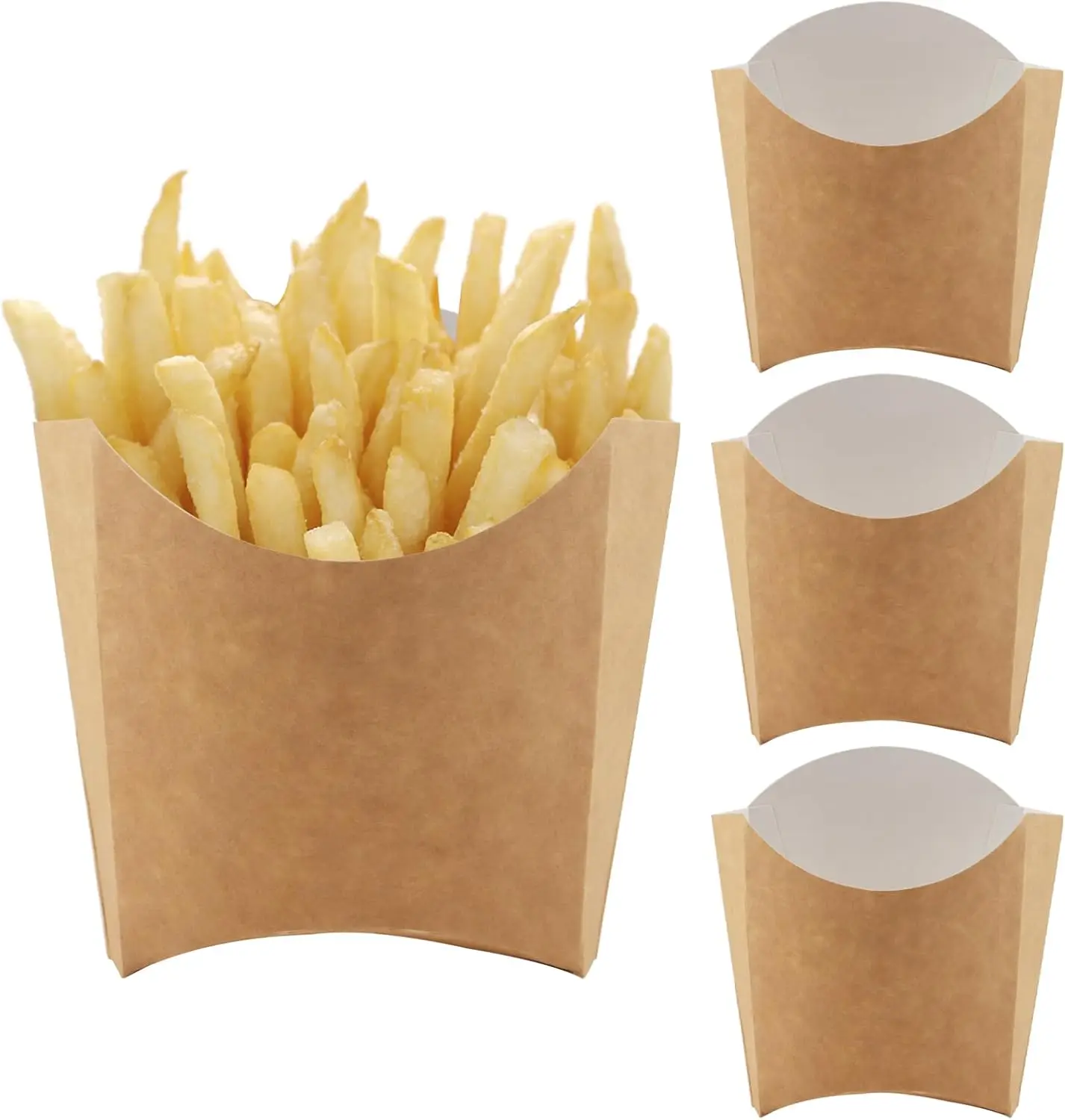 

100 Pack 5.5 oz French Fry Holder Bulk, Brown Paper Stand Up French Fries Containers, Disposable Snack Cups French Fry B