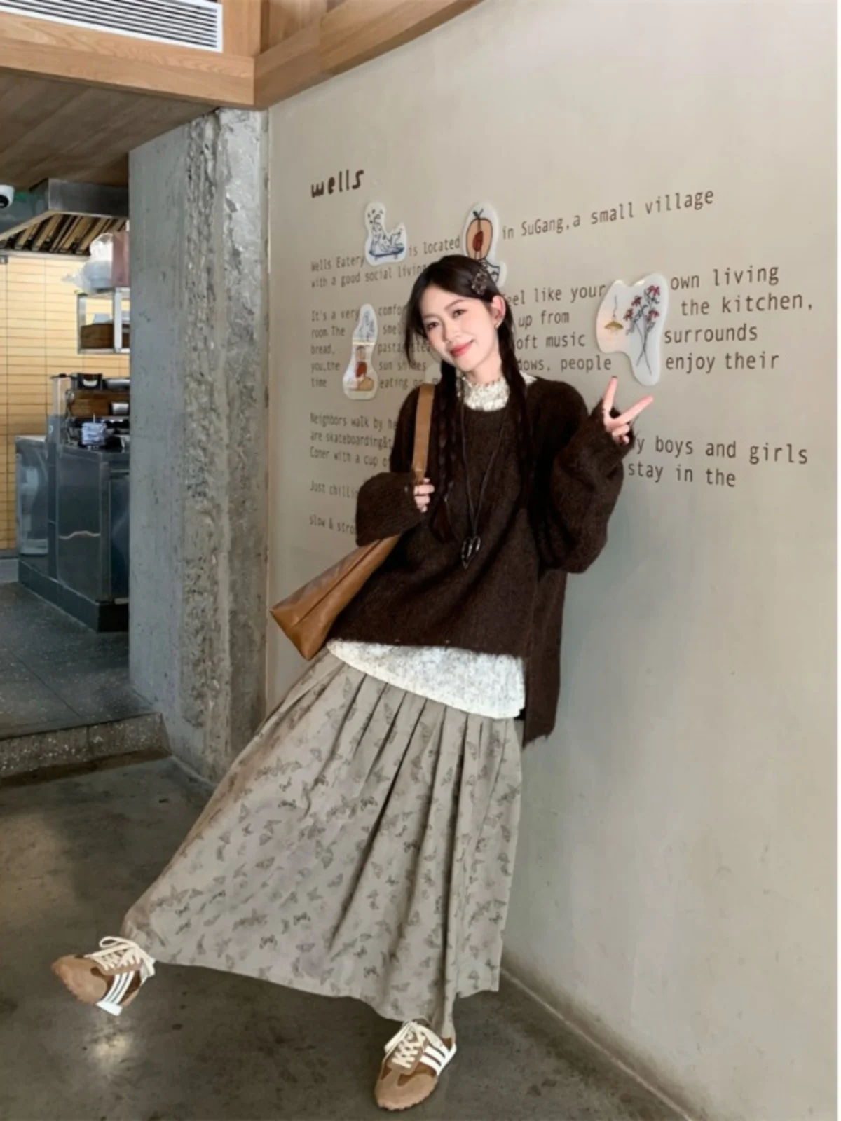 

Retro Lazy Style Women's Knitted Lace Print Skirt Three-Piece Set Spring 2026 Fashion Comfortable Breathable Casual Outfit