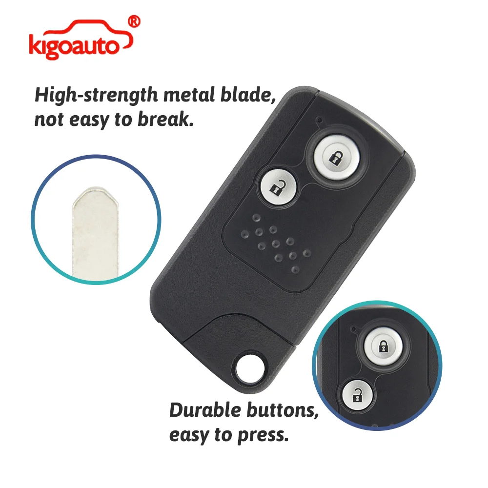 

kigoauto Remote Key Case Shell for Honda Fit CR-V 2009-2011 2/3 Button