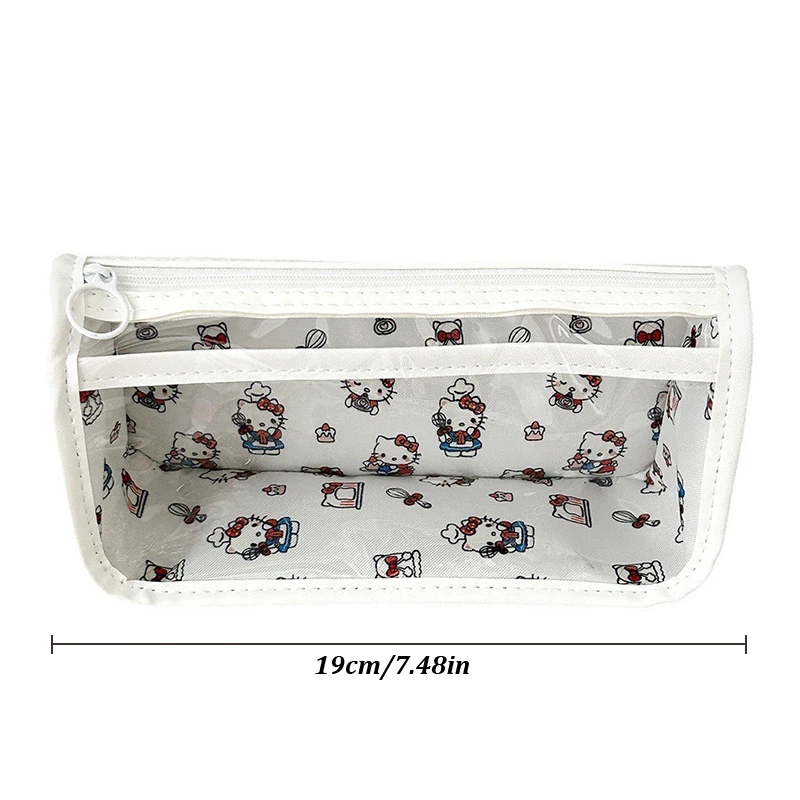 Kawaii Transparent Hello Kitty Pencil Case Sanrio Pochacco Pen Bag Large Capacity Capybara Cosmetic Bag Stationery Organizer