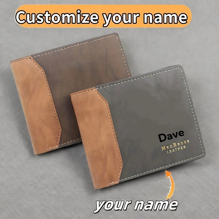 Custom Carved Name&Text Creative Special Faux Leather Coin Purse/Coin Bag With Custom Name And Text In Soft Faux Leather - Male