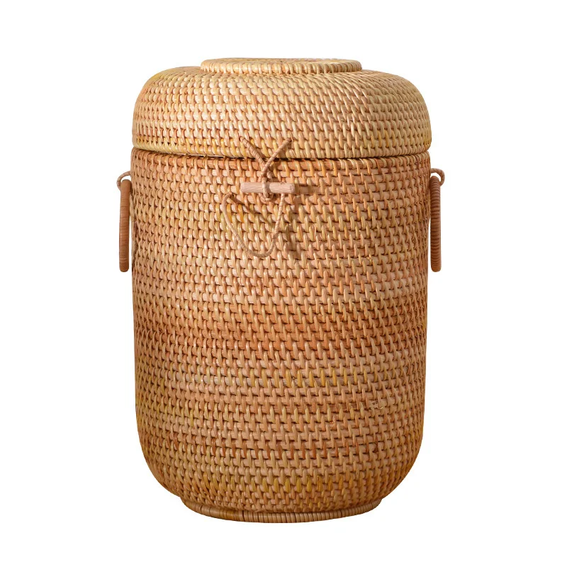 Artisanal HandWoven Rattan Storage Basket Versatile EcoFriendly Organizer Clamshell Design Laundry Jewelry Box