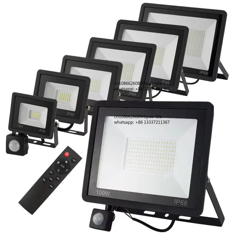 Motion Sensor Flood Lights Outdoor Induction LED Lamp Waterproof Spotlight Security Floodlight with Remote for Backyard Garage