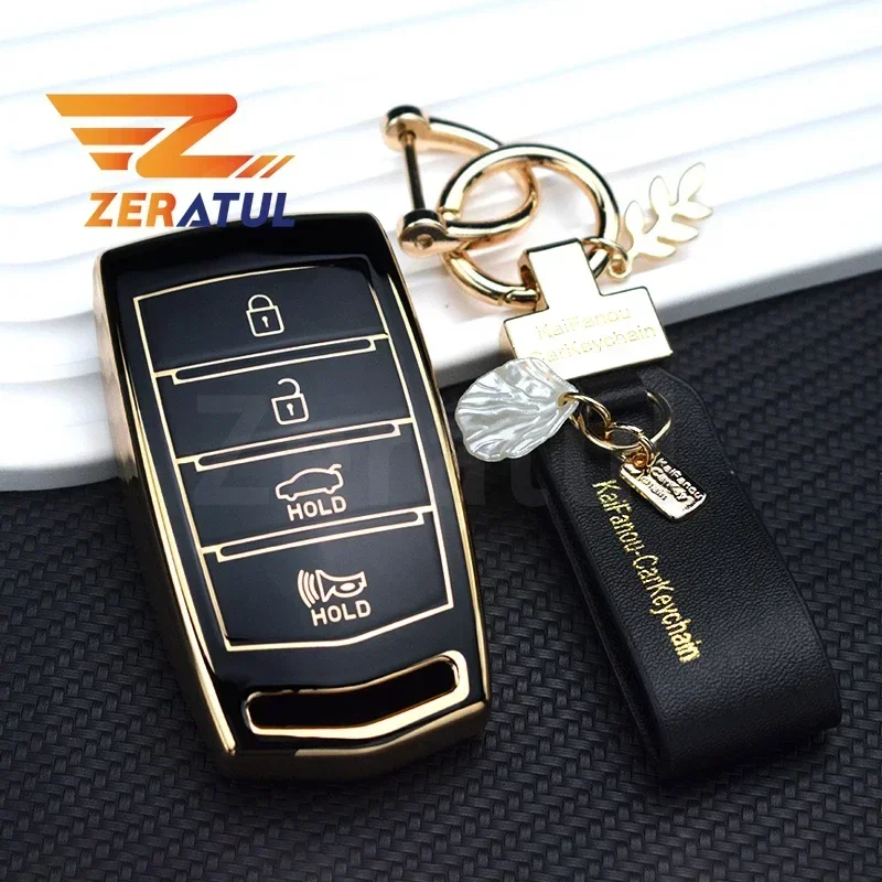 Soft TPU Car Key Case Cover Shell Fob Holder for Hyundai Genesis G70 G80 G90 2017 2018 2019 2020 Key Protector