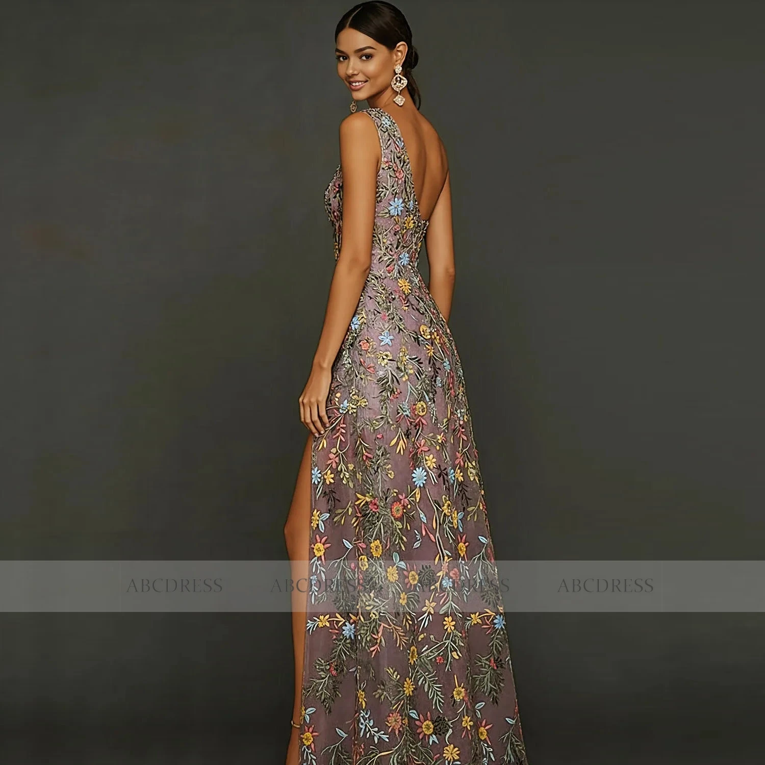 Customized Floral Embroidery Tulle Prom Dress One‑Shoulder Long Formal Evening Gown Backless Wedding Guest Dresses Plus Size
