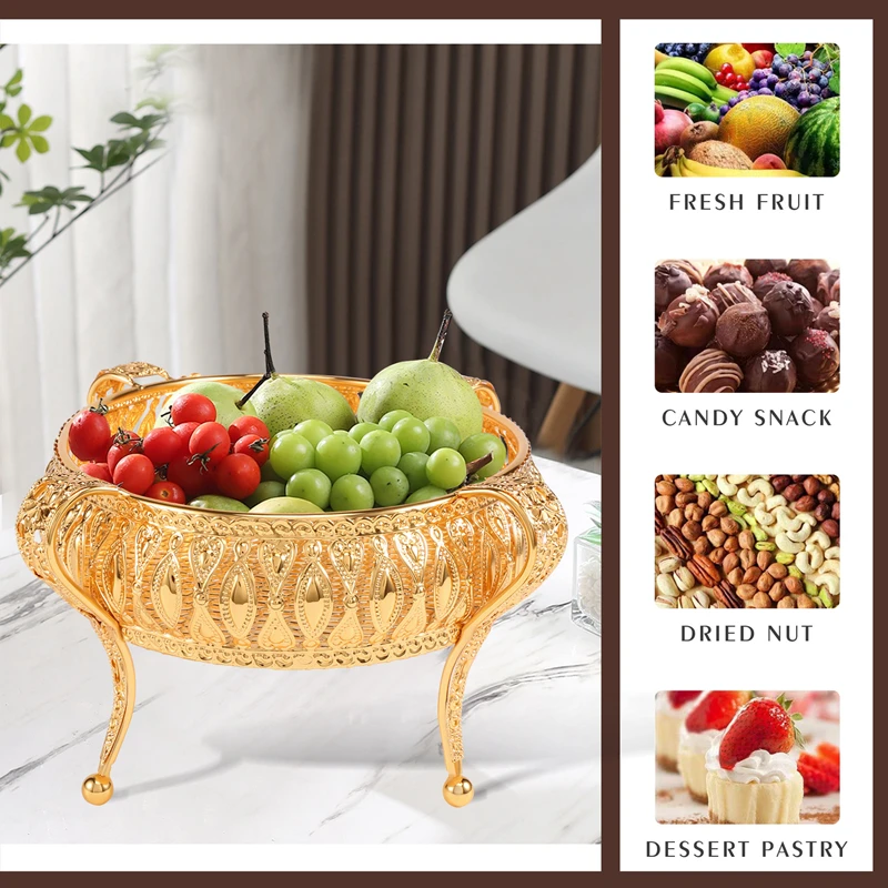 Поднос для домашней еды, винтажная тарелка с фруктами, стол, железная коробка для хранения закусок, овальный поднос, золотая корзина с фруктами, декор стола
