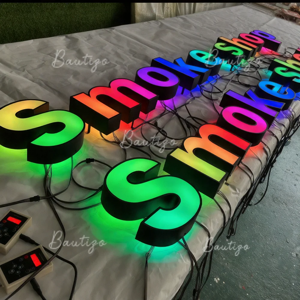 Custom RGB Metal LED Sign Wall Logo Luminous Letter Outdoor Company Store Light Signboard,Business 3D Acrylic Signage Decoration