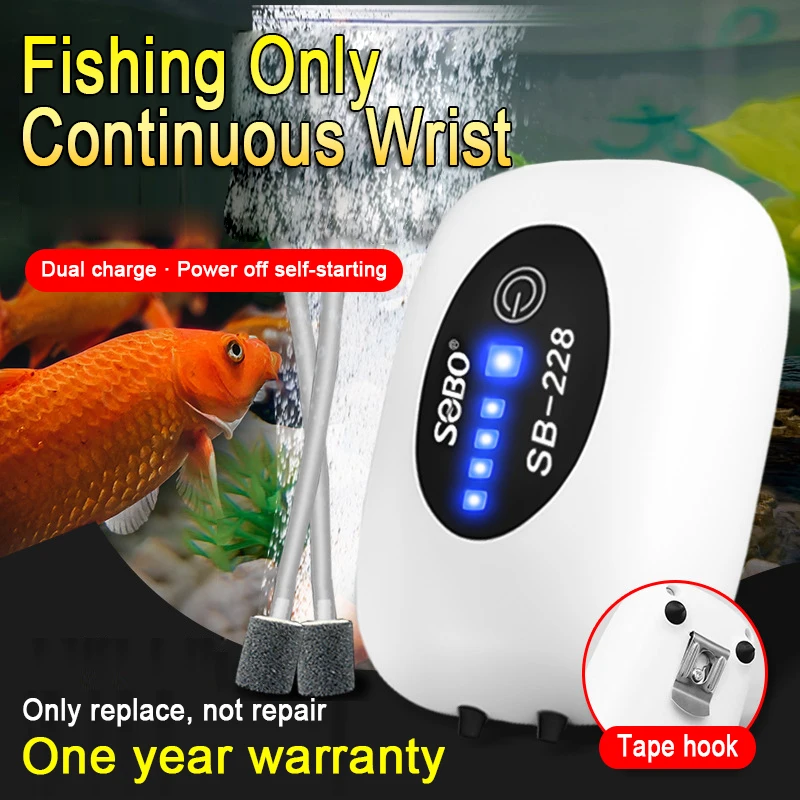 

Aquarium Fish Tank Oxygen Booster Pump Ultra-quiet Oxygen Pump Portable USB With 4800mA Battery AC-DC Oxygenator Outdoor Fishing