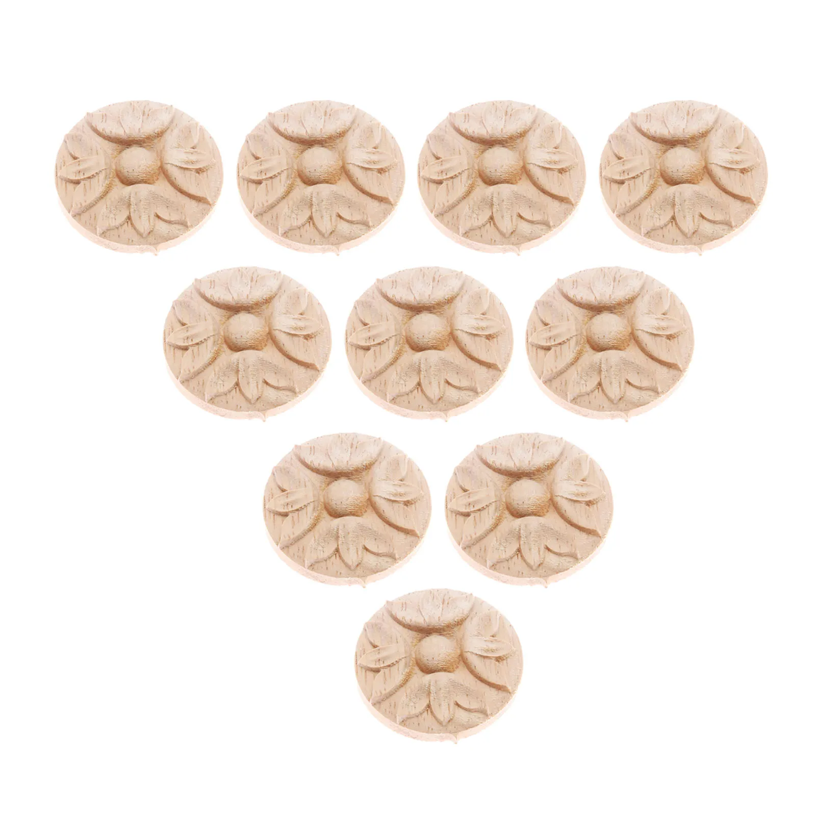 10Pcs/lot Wood Carved Applique Mouldings Onlay for Decoration Furniture Decals Corner Round Frame Onlay Cabinet Unpainted 4cm