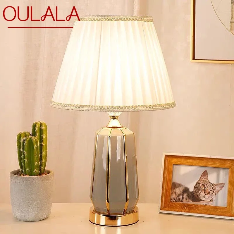 

OULALA Contemporary ceramics Table Lamp luxurious Living Room Bedroom Bedside Desk Light Hotel engineering Decorative lights