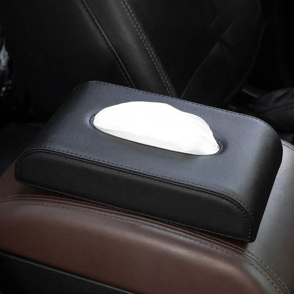 

Durable Universal Car Sun Visor Tissue Box Hanging Convenient Armrest Box Tissue Box PU Leather Seat Type Napkin Holder SUV