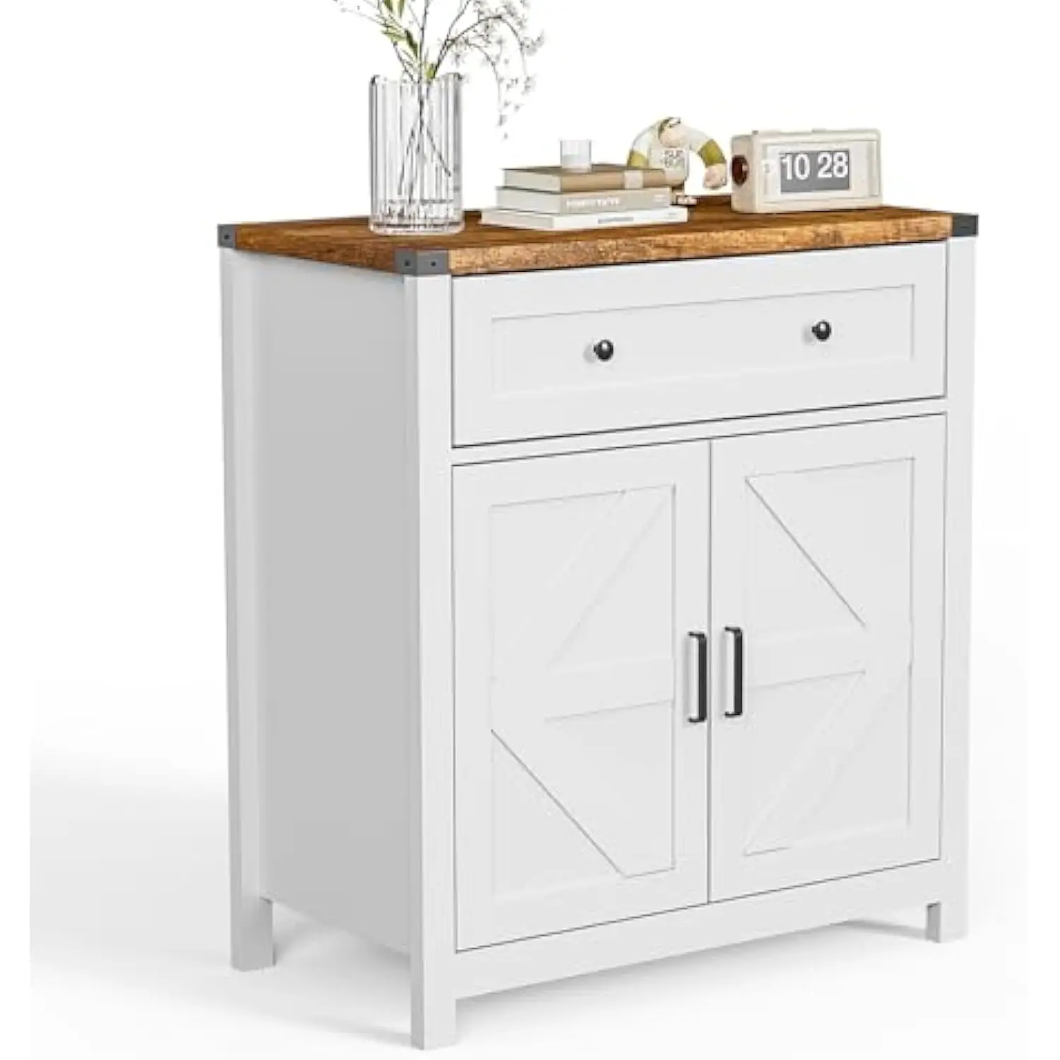 

30" Kitchen Storage Cabinet with Drawers and Doors,Farmhouse Coffee Bar Cabinet with Adjustable Shelves,Floor Sideboard and Buf