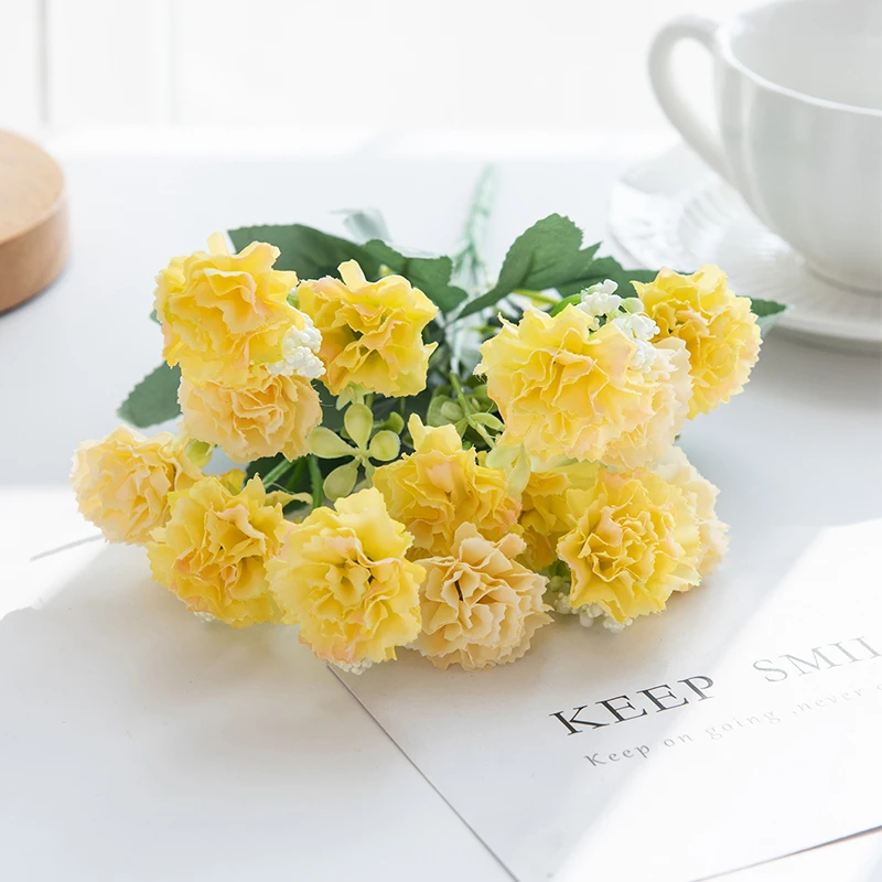 Künstliche Blumen Rose Nelke Festlicher Kranz Zubehör für Außenbereich Garten Zuhause Büro Vase Braut Hochzeitsdekoration DIY Geschenk Requisiten – Detail 22