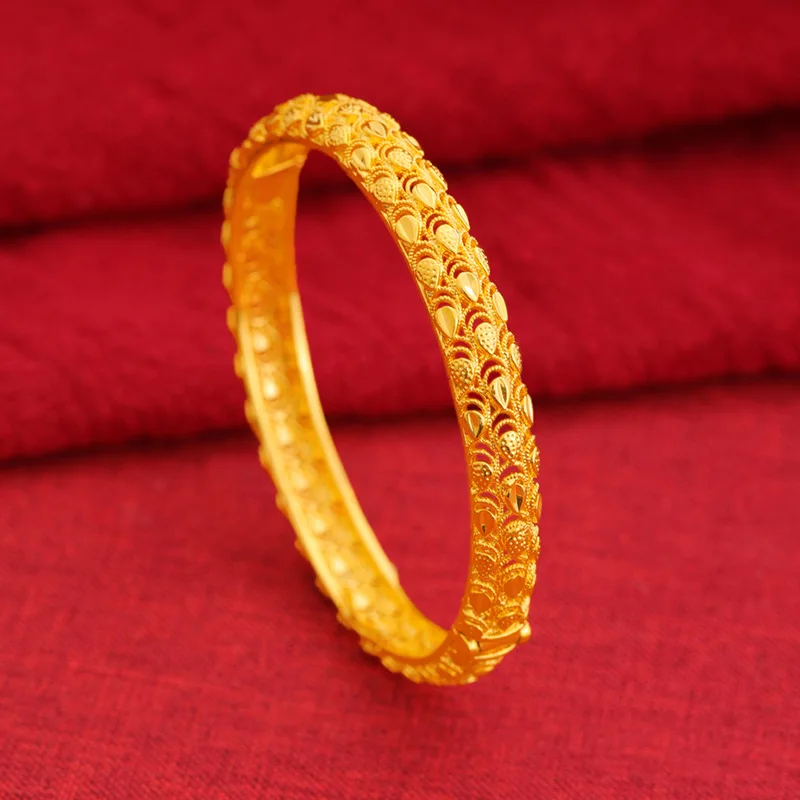 

Luxury 24K 9999 Pure Gold real gold Women's Hollow Vintage Carved Bracelet