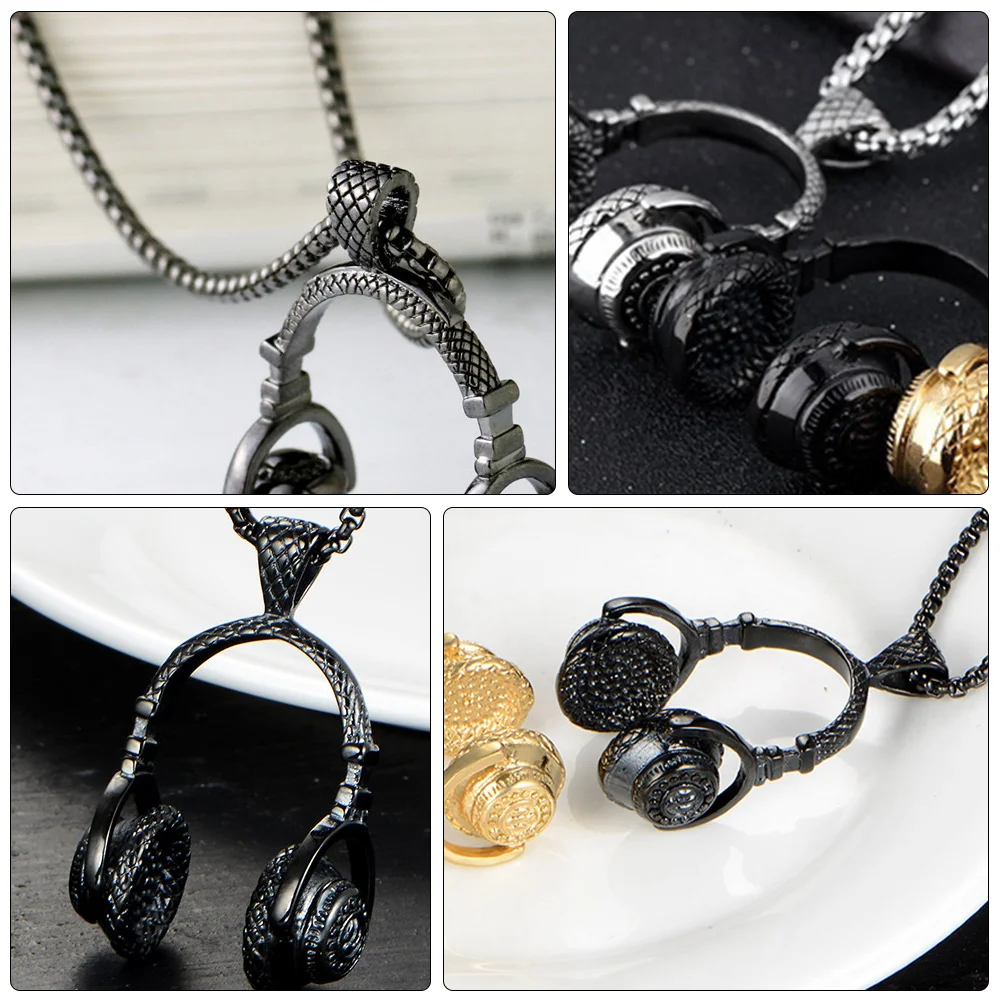 

Rock Music Headphone Pendant Necklace Alloy Durable High Quality Stylish Gift Men Occasions Party Anniversary Gradation Birthday
