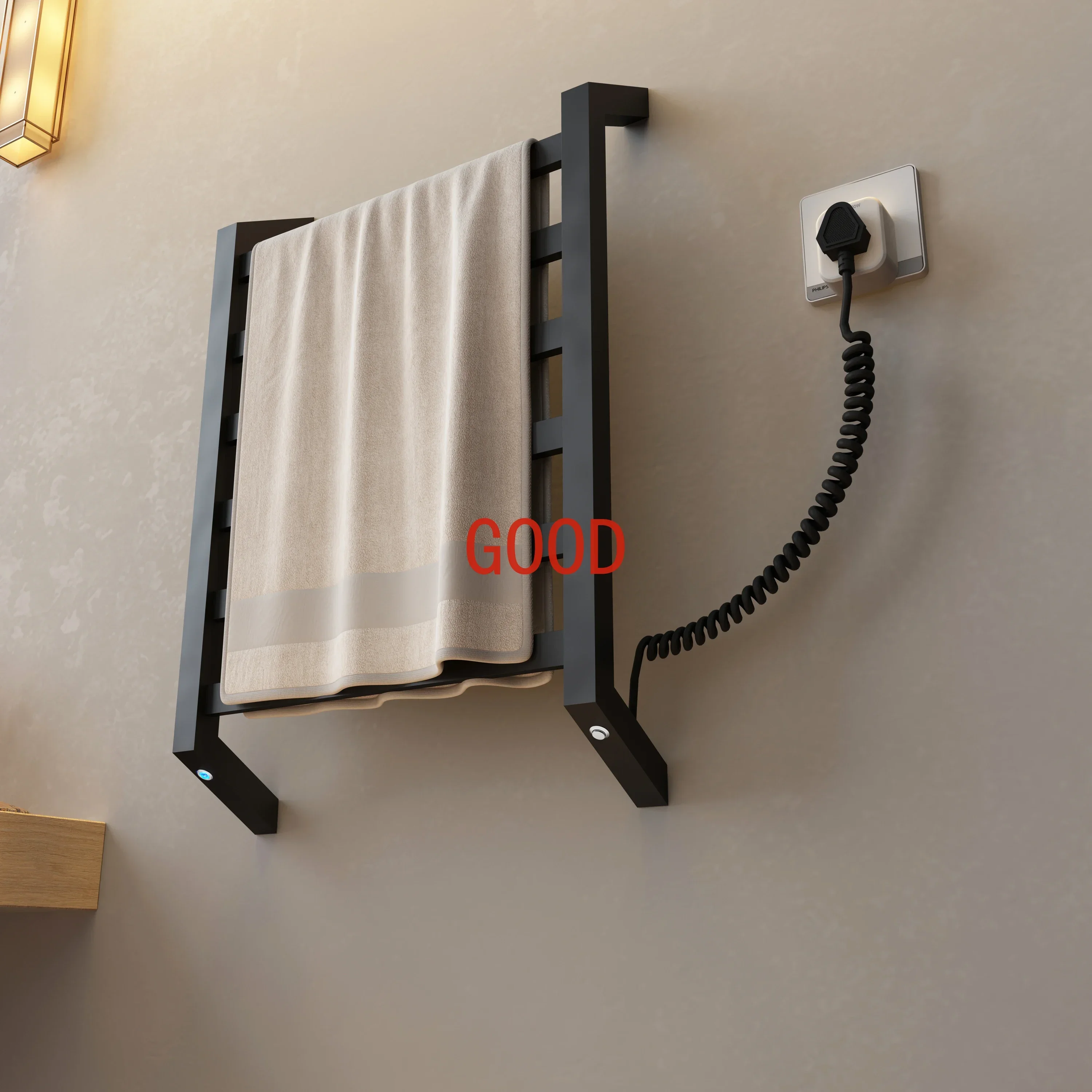 Bathroom fittings Electric heated towel rack,No Trace Stickers Nail, stainless steel towel rack.Sterilizing  Smart towel rack