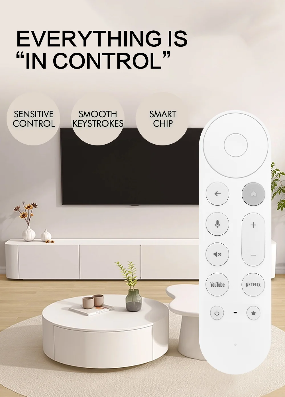 Neue RC-BT1991-V1 Sprachfernbedienung als Ersatz für Google TV Streamer 4K, auch kompatibel mit Chromecast Google TV und Streaming – Detail 6