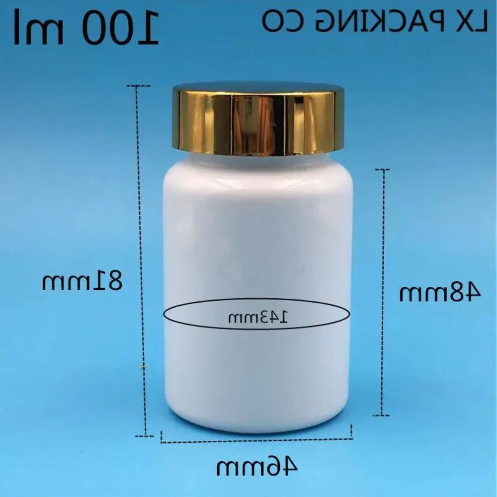 80ML100ml 100ML White Small Plastic Bottle Containers Empty Powder Pill Candy Bath Salt With Sealing Paste Contenitore Cream