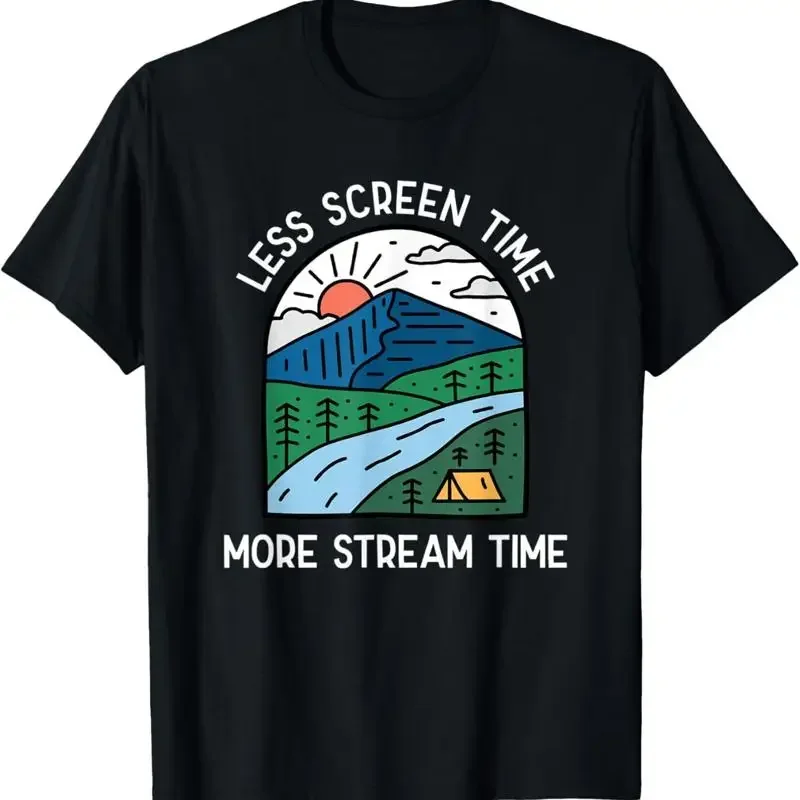 Less Screen Time More Stream Camping Fishing Vacation T Shirt