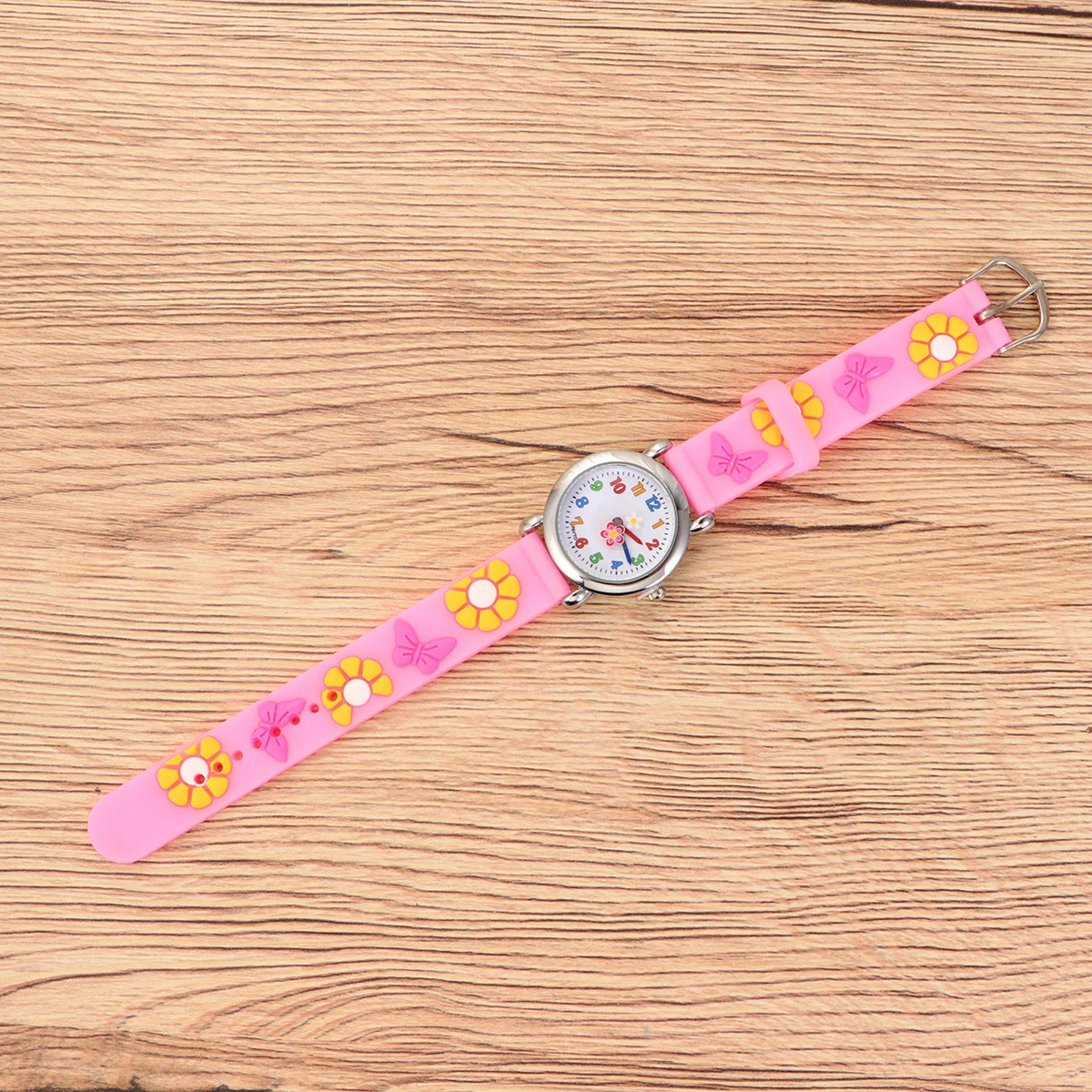 

Pink Cartoon Flower Watch Creative Silicone Adjustable Band Wristwatch Cute Comfortable Watch