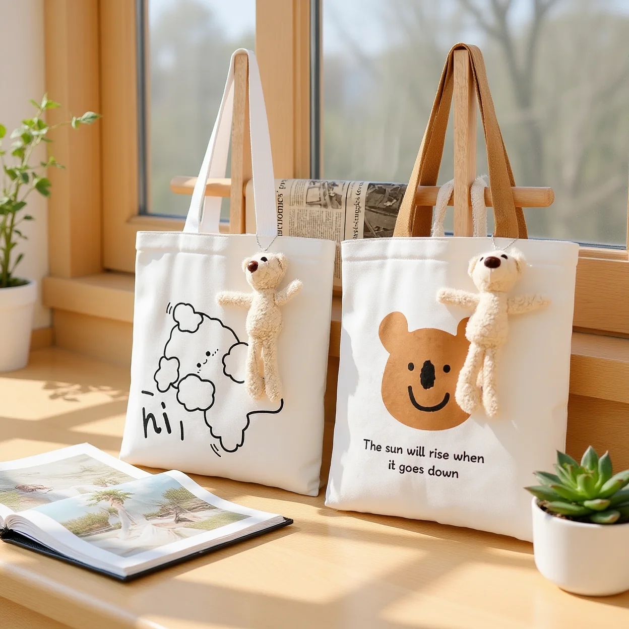 Handheld Tote Bag Lightweight Student Tote Bag Canvas Tote Bag Cotton Canvas Shoulder Handbag For Shopping Umbrella Carrying