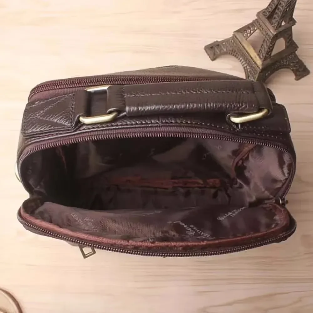 Men One Shoulder Messenger Crossbody Bag Genuine Leather Fashion Retro Purse Real Cowhide Male Small Tote Handbag Bag