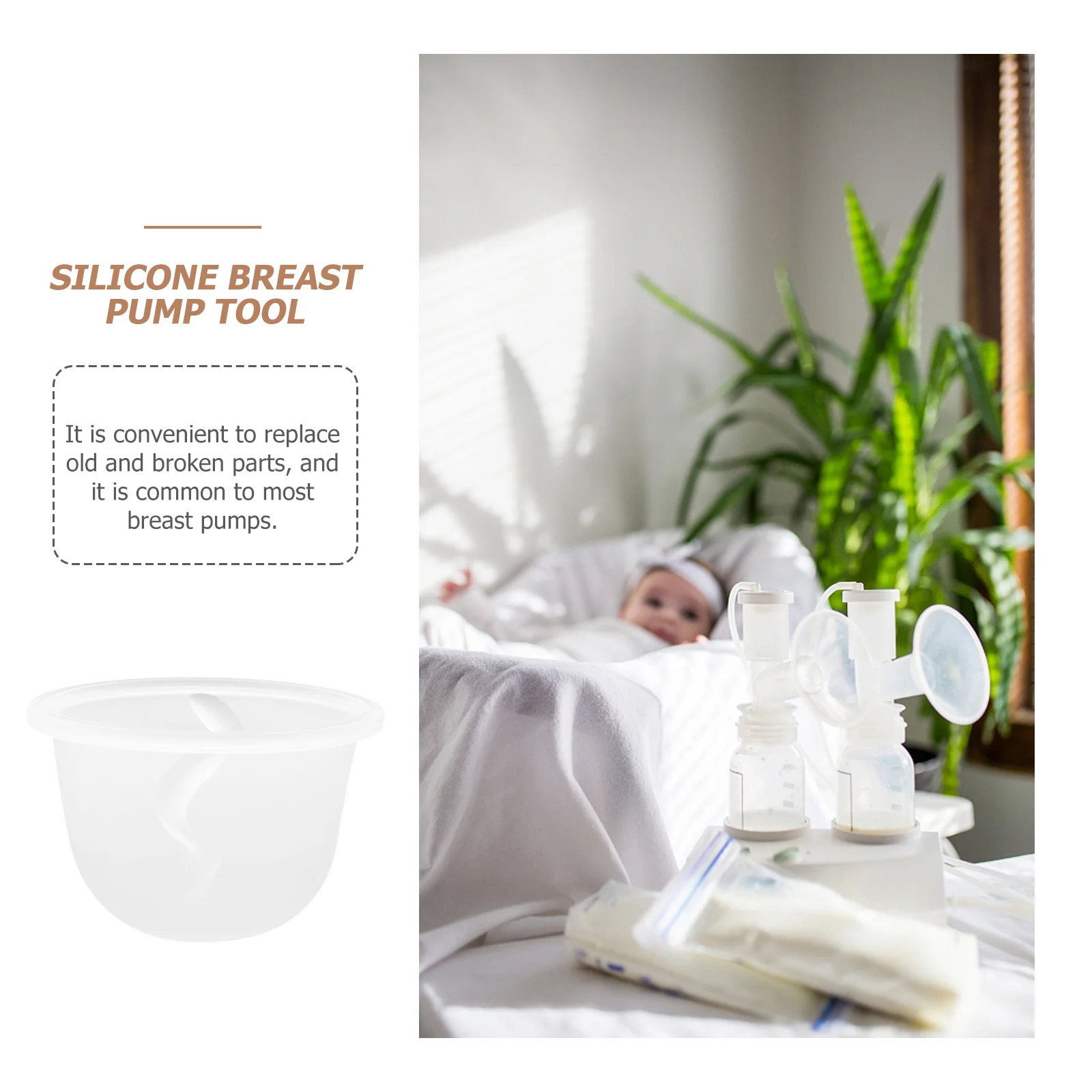 

5Pcs Durable Washable Silicone Breast Pump Bowl Safe Material Odorless Tasteless Convenient Replacement Parts Accessory