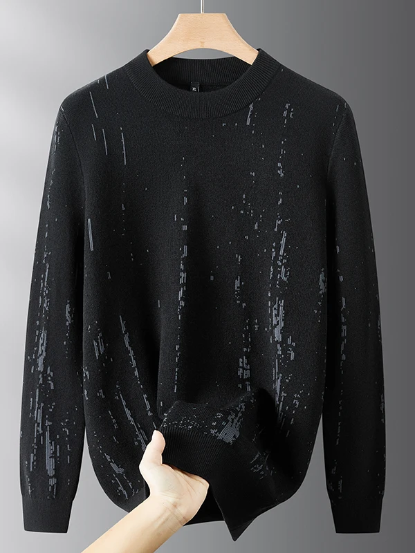 

Мужской свитер большого размера из смесовой шерсти, повседневный, удобный, теплый, дышащий, базовый слой под одежду, модный, осенний...