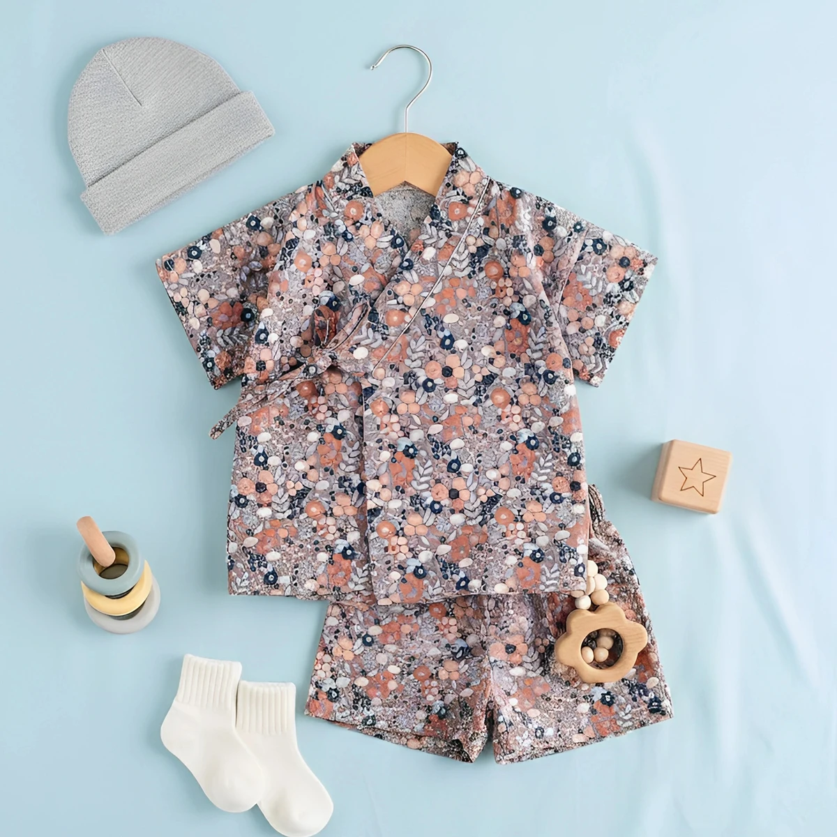 Fashion Little Kids Clothing Sets Cotton Tops and Shorts Baby Outfits Sets Summer Floral 2Pcs