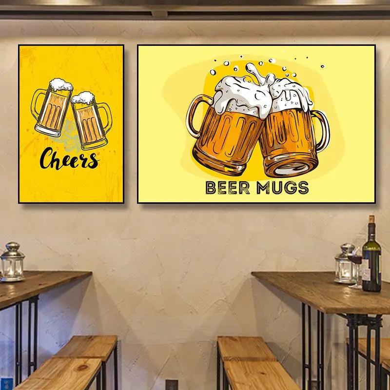 

Industrial Style Wall Decorative Painting, Retro Craft Beer Hanging Painting, Jujiu House Hot Pot Restaurant Mural