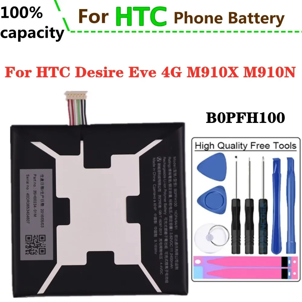 New 100% Capacity 2400mAh B0PFH100 Original Phone Battery For HTC Desire Eye 4G M910X M910N Replacement Batteries + Tools