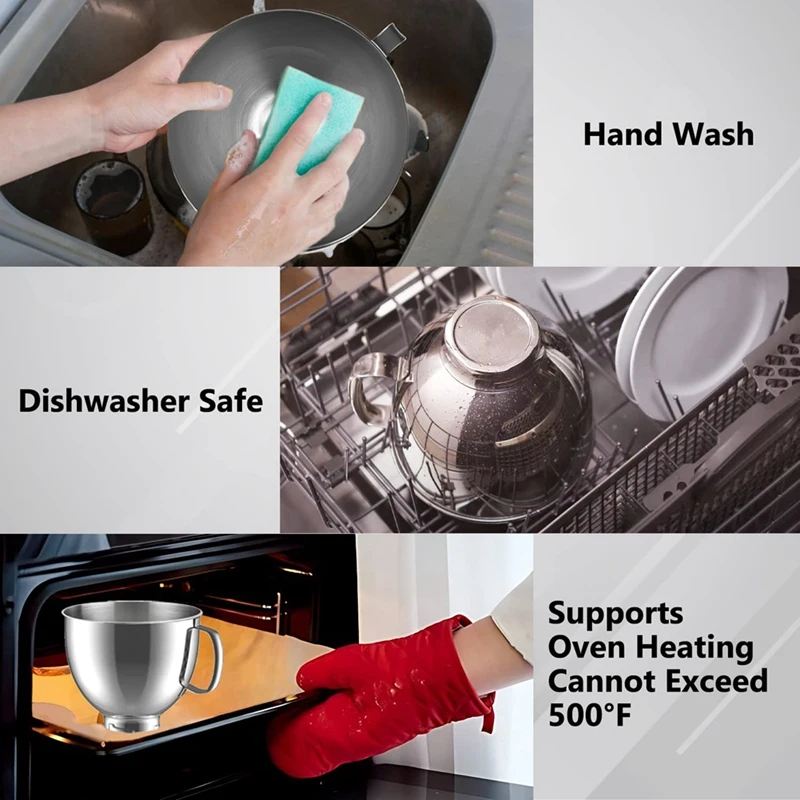 Miska ze stali nierdzewnej do miksera KitchenAid Classic&Artisan Series 4,5-5 QT z uchylną głowicą, 5-litrowa misa ze stali nierdzewnej 304