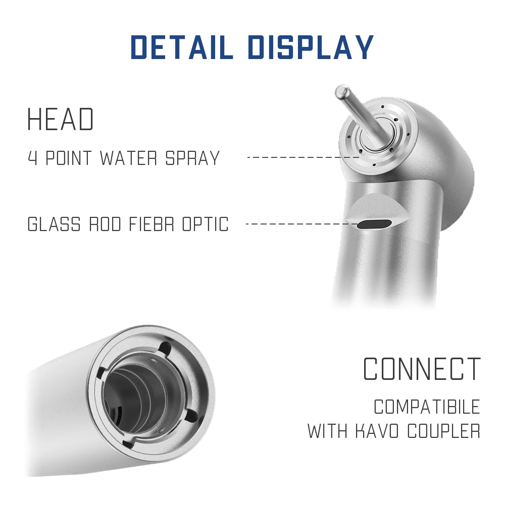 Handpiece de fibra óptica dental Cabeça de torque Turbina de ar Rolamento cerâmico Ferramenta de dentista Compatível com KaVo 4 Conectores de 6 furos