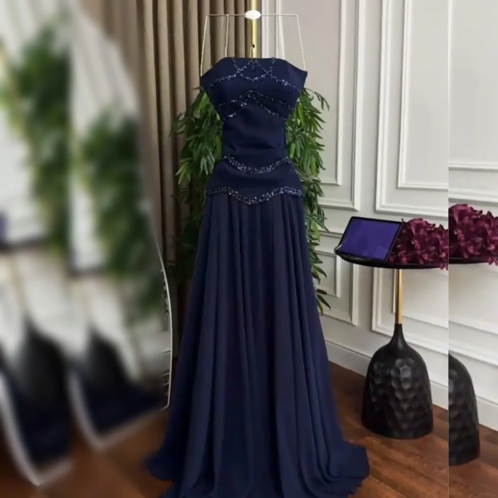 

Customized Sequined Strapless Pleat A-line Long Dresses Formal Glitter Evening Dress Bespoke Occasion Prom Elegant Party