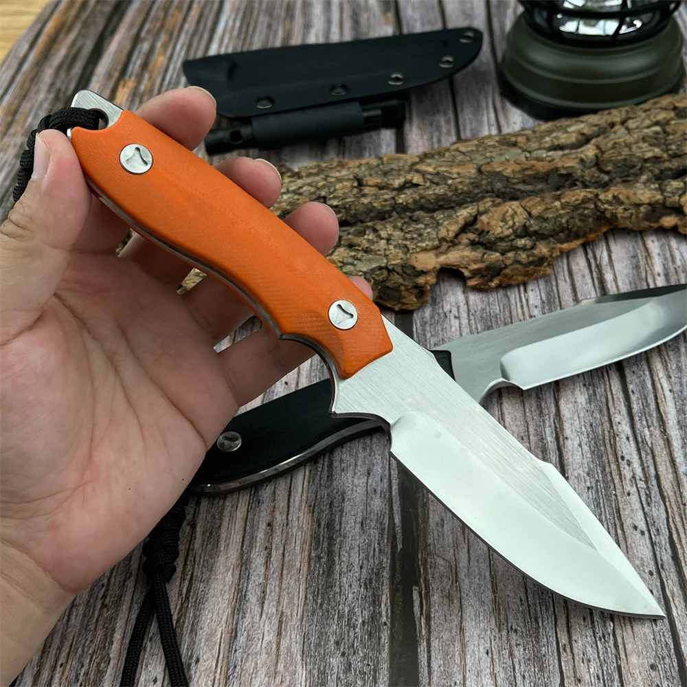 Portable EDC Fixed Blade Knife Sharp 8Cr13MoV Blade Non-slip G10 Handle with Sheath Outdoor Survival Tool for Camping Hiking