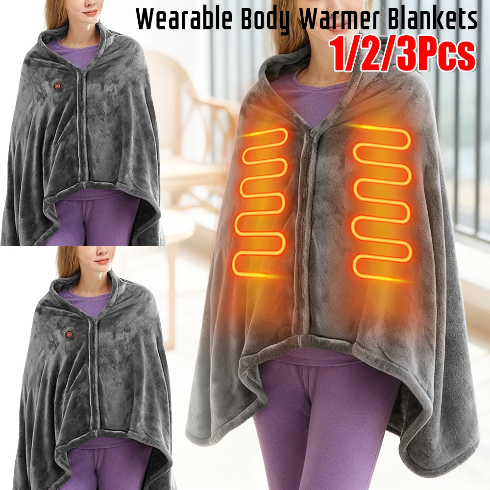 USB بطانية تسخين كهربائي 3 مستويات التدفئة الصوف يمكن ارتداؤها الجسم دفئا المحمولة تسخين سريع كيب الوسادة للمنزل مكتب السفر #1