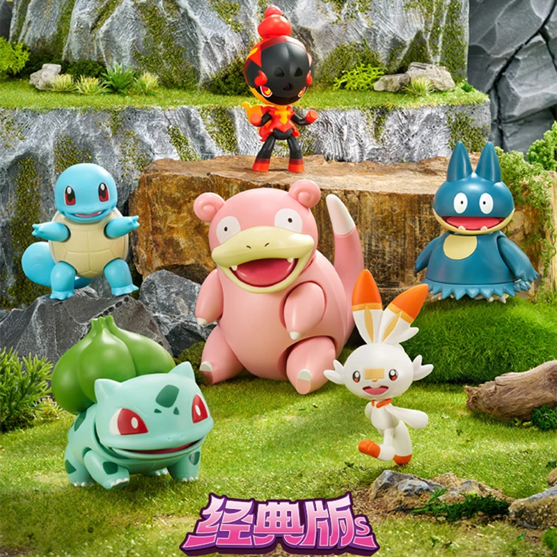 BLOKEES Originale Pokemon Figura Pikachu Charmander Greninja Psyduck Sprigatito Eevee Lucario Pokémon Action Figure Giocattoli Regalo