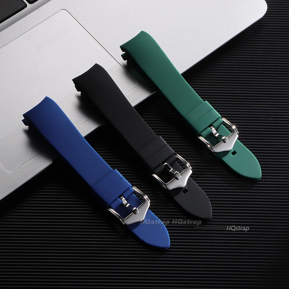 Curved End Rubber Strap 20mm 22mm Silicone Watch Band for Seiko Waterproof Sport Bracelet for Rolex High Quality Wristband Belt