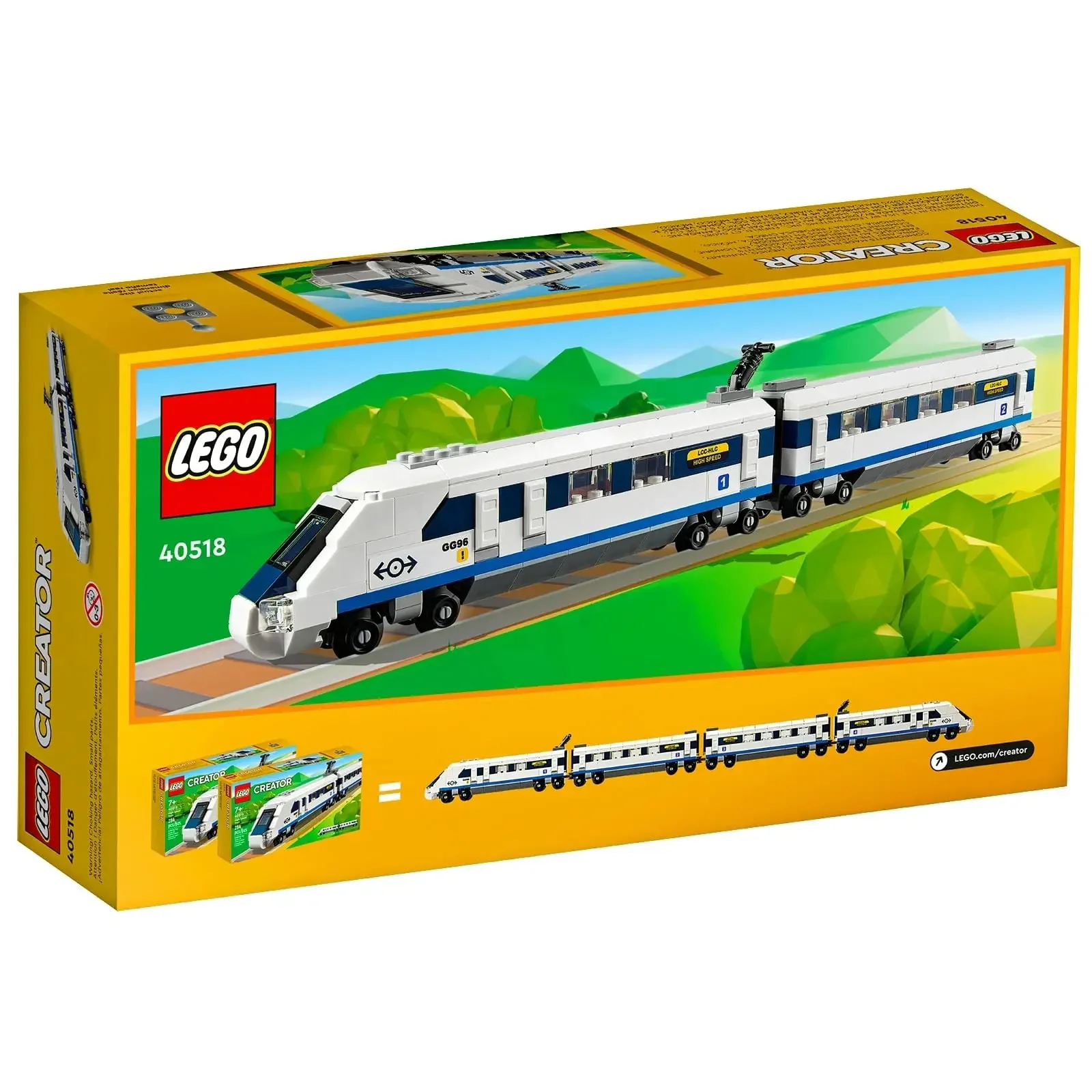 LEGO Creator High-Speed Train 2 Connected Carriages One of Which Contains The Driver’s Compartment and Has A Sloped Front 40518