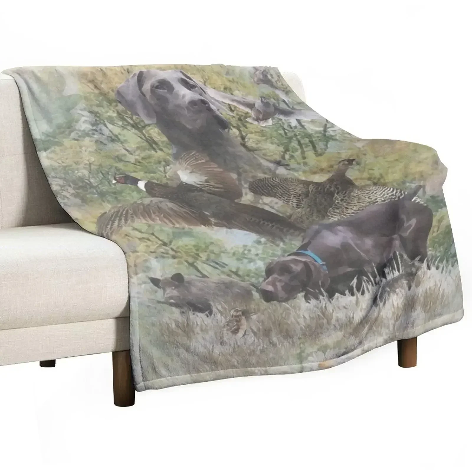 German Shorthaired Pointer, Hunting scene Throw Blanket christmas gifts for sofa Flannel Fabric Softest Blankets