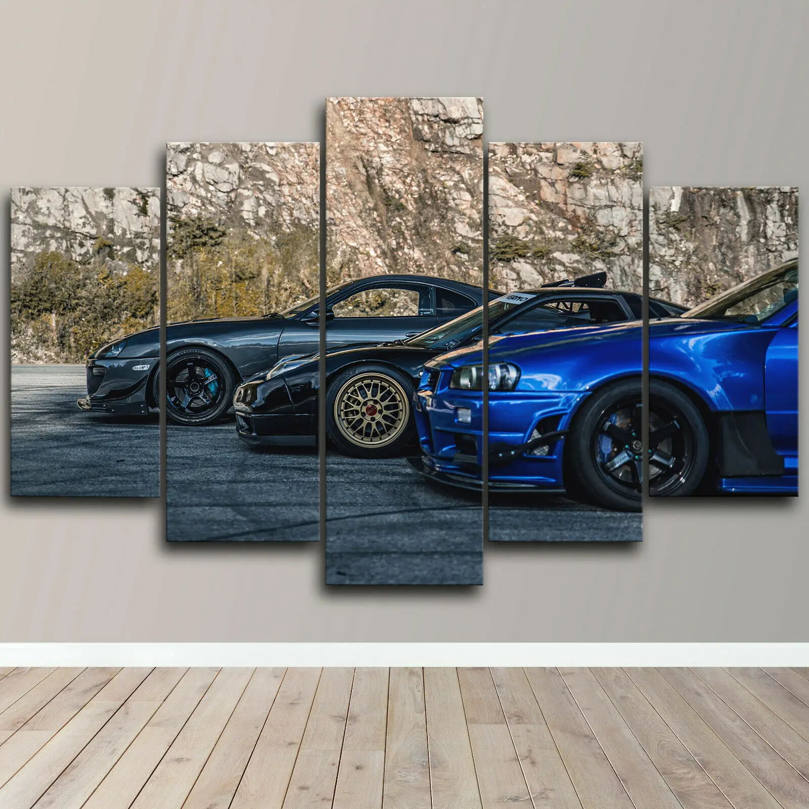 5 Pieces Wall Art Canvas Decor JDM Skyline Supra Sports Car Poster Painting Living Room Wallpaper Bedroom Home Decoration