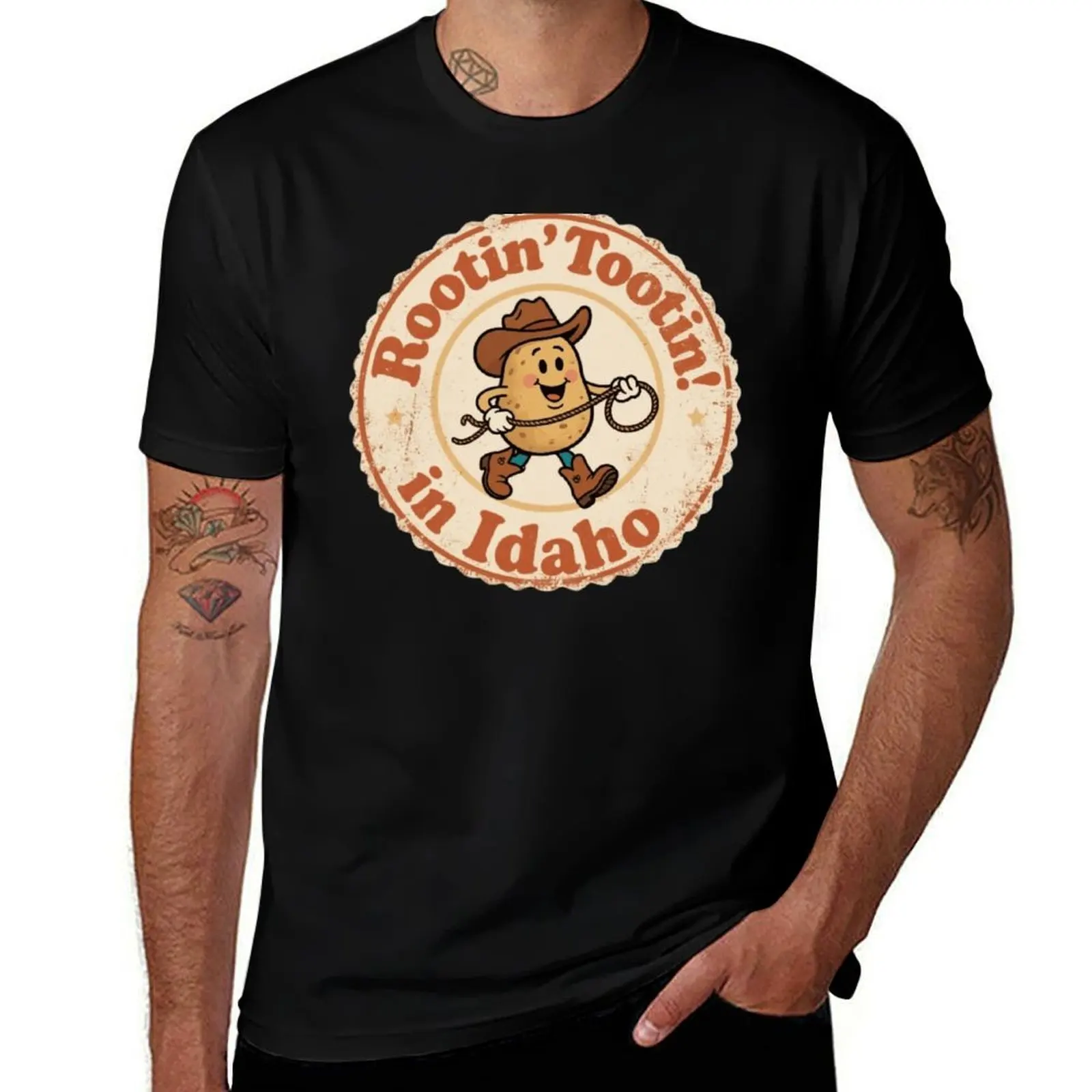 

Rootin’ Tootin’ Idaho_ Potato Cowboy Artwork T-Shirt graphic t shirts T-shirts man oversized t shirt mens clothing