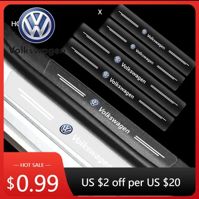 

Декоративные прозрачные наклейки-накладки на пороги для Volkswagen Golf 4 5 6 7 R GTI TSI TDI R32 MK (4 шт.)