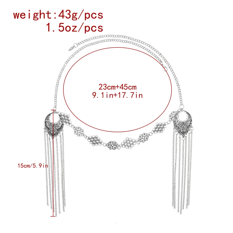 Long Tassel Women Hair Jewelry Vintage Alloy Bohemian Ethnic Statement Hairwear Charms Retro Drop Dangle Headband Female