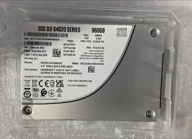 

For S4620 SSDSC2KG960GZ01 960G 2.5 SATA Read Write Intensive Solid State Drive