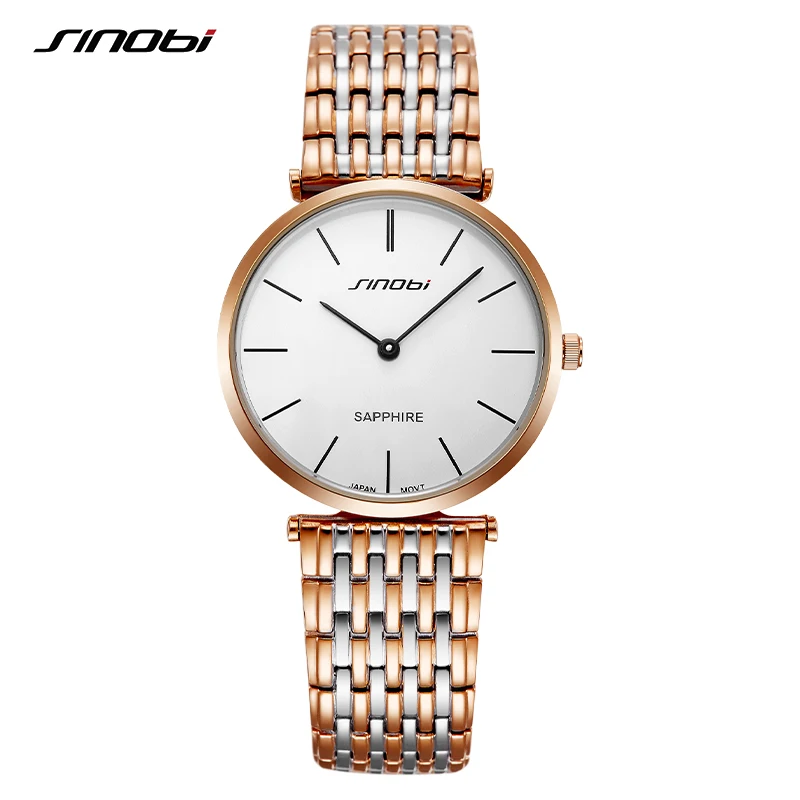 SINOBI Fashion Men\'s Watches Top Luxury Original Design Man Quartz Wrist Watches 5 Bar Waterproof New Golden Super Thin Clock