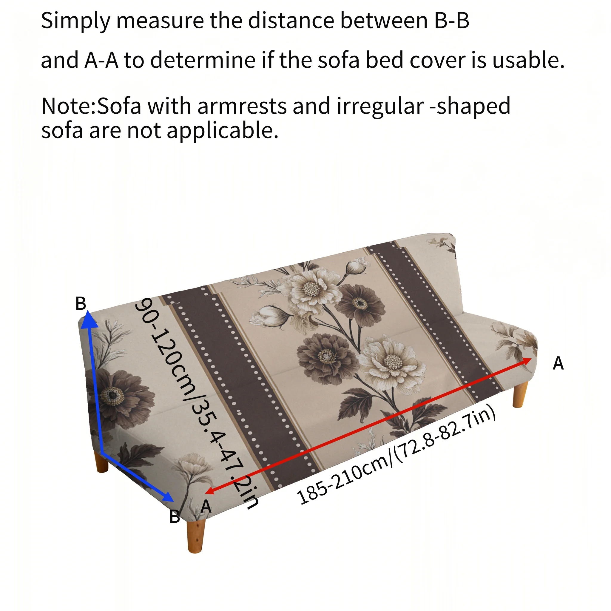 Morandi brown floral elastic sofa bed cover, living room sofa bed cover, dustproof machine washable sofa bed cover